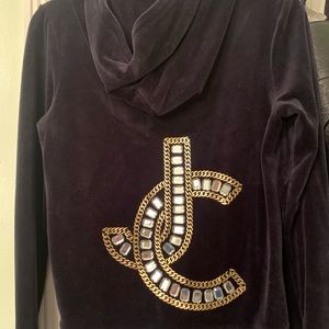 Juicy couture black velvet zip up jacket